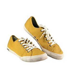 Seavees Monterey Canvas Sneaker Womens 9.5 Mustard Yellow Gold Lace Up Low Top